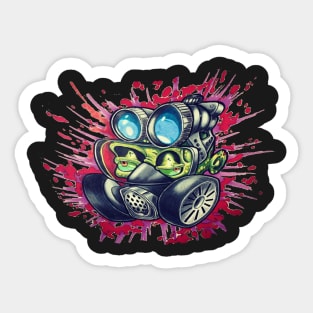 New School Style Zombie Gas Mask Distorted Effect Art Sticker